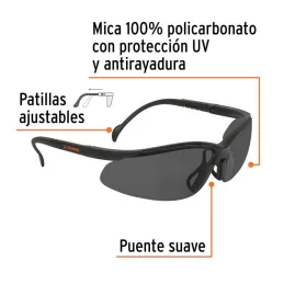 Lentes de Seguridad Vision Gris, 100% Policarbonato con UV Antirayadura, LEDE-SN 14302 Truper - Truper 2