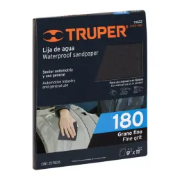 Lijas de Agua G180 x25u 230x280mm CarburoSilicio Truper 11622 - Truper 1