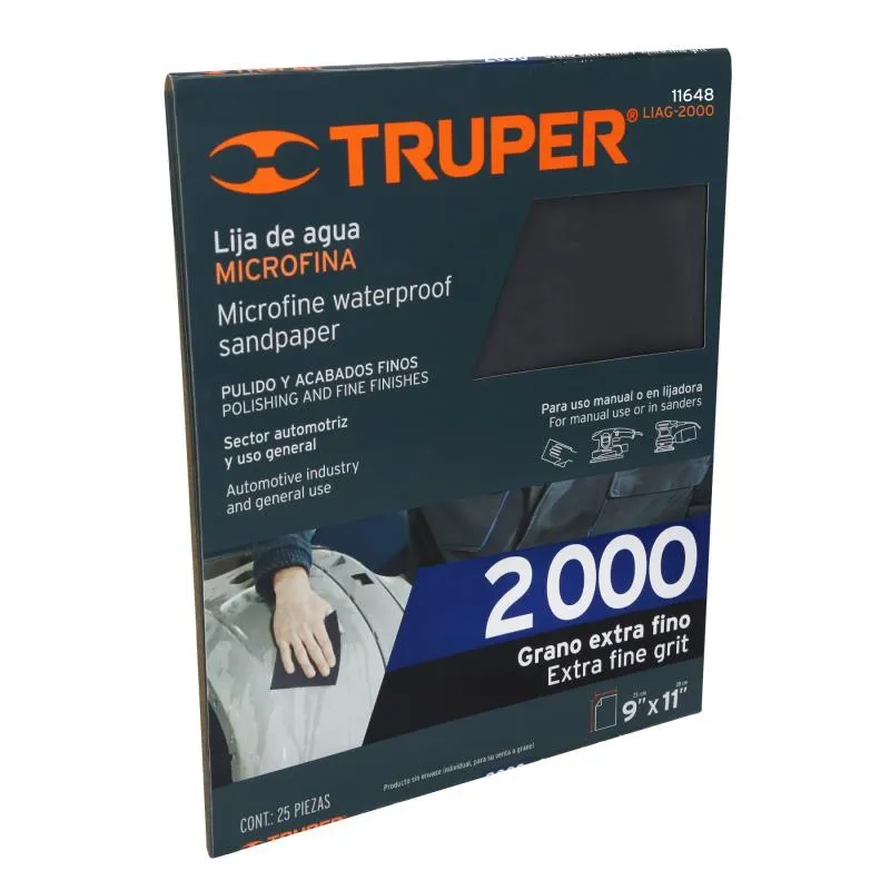 Lijas de Agua G2000 x25u 230x280mm CarburoSilicio Truper 11648 - Truper 1 Lijas de Agua G2000 x25u 230x280mm CarburoSilicio Truper 11648 - Truper 1