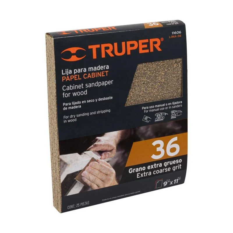 Lijas para Madera G36 x25u 230x280mm OAluminio Truper 11606 - Truper 1 Lijas para Madera G36 x25u 230x280mm OAluminio Truper 11606 - Truper 1