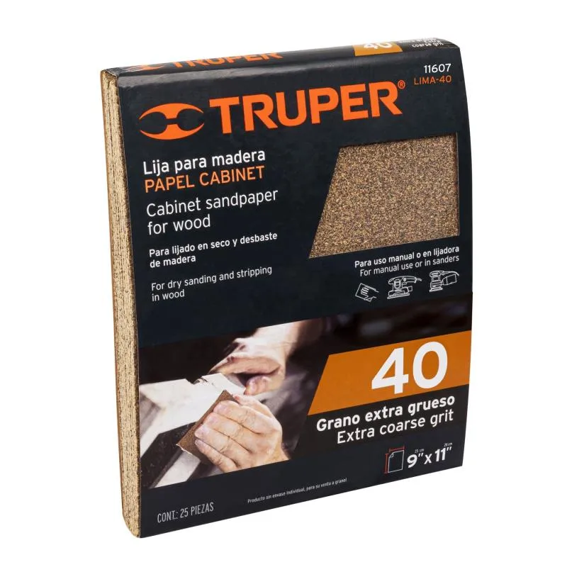 Lijas para Madera G40 x25u 230x280mm OAluminio Truper 11607 - Truper 1 Lijas para Madera G40 x25u 230x280mm OAluminio Truper 11607 - Truper 1