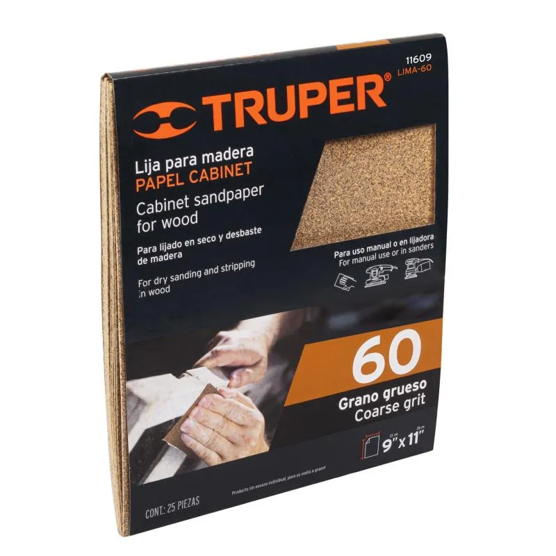 Lijas para Madera G60 x25u 230x280mm OAluminio Truper 11609 - Truper 1 Lijas para Madera G60 x25u 230x280mm OAluminio Truper 11609 - Truper 1
