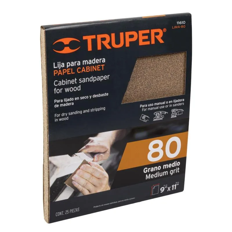 Lijas para Madera G80 x25u 230x280mm OAluminio Truper 11610 - Truper 1 Lijas para Madera G80 x25u 230x280mm OAluminio Truper 11610 - Truper 1