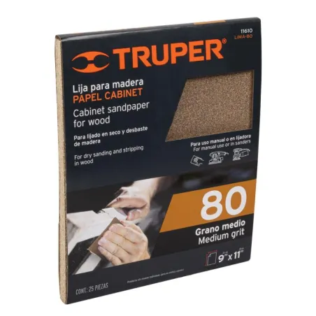 Lijas para Madera G80 x25u 230x280mm OAluminio Truper 11610 - Truper 1