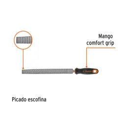 Limas Media Caña Escofinas Bastardas 8" Ancho 13/16" Espesor 1/4", Mango Comfort Grip, LES-8T 15321 Truper - Truper 2