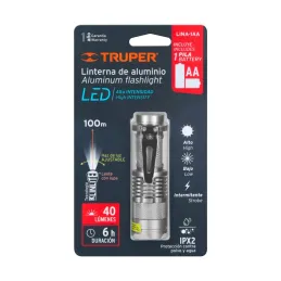 Linternas LED 40lm 100m 6H 1PilasAA Aluminio Truper 17256 - Truper 8