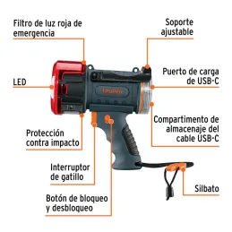 Linternas Led 900lm Recargables AltaPotencia 455m Lampara Truper 102404 - Truper 2