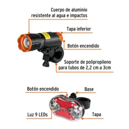 Linternas para Bicicleta 100lm Delantera y Trasera 5AAA, Truper 16798 - Truper 3
