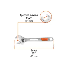 Llave Francesa 10" A1-1/4" ACromadas MangoPVC Truper 15511 - Truper 3