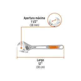 Llave Francesa 12" A1-1/2" ACromadas MangoPVC Truper 15512 - Truper 3