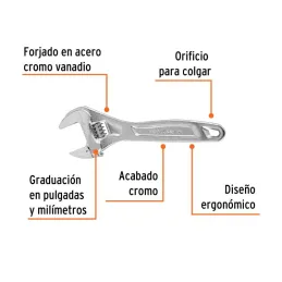 Llave Francesa 6" A1" Profesionales CrVanadio Cromadas Truper 15505 - Truper 2