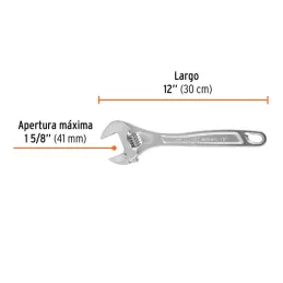 Llave Francesa 12" A1-5/8" Profesionales CrVanadio Cromadas Truper 15508 - Truper 3