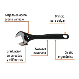 Llave Francesa 12" A1-5/8" Profesionales CrVanadio Fosfatadas Truper 15503 - Truper 2