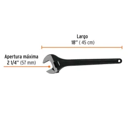 Llave Francesa 18" A2-1/4" Profesionales CrVanadio Fosfatadas Truper 15498 - Truper 3