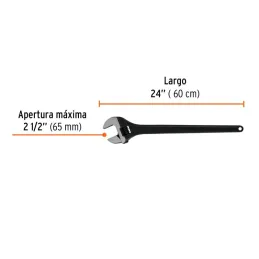 Llave Francesa 24" A2-1/2" Profesionales CrVanadio Fosfatadas Truper 15499 - Truper 3