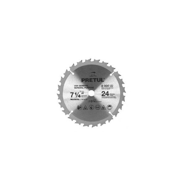  Discos sierras 7-1/4" 24Dientes C5/8", para madera, Pretul 27055 14.915254 Discos sierras 7-1/4" 24Dientes C5/8", para madera, 