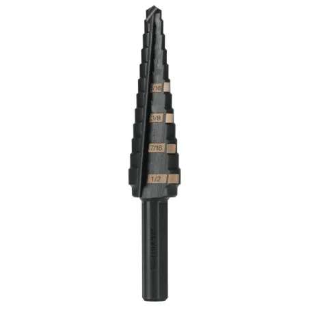 Brocas Escalonada HSS 13 Escalones 1/8"-1/2" x77mm, Truper 12122 19.491525 Broca Escalonada Oxido Negro HSS 13 Escalones 1/8" a