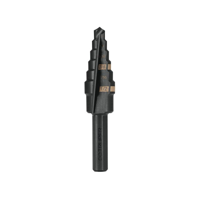 Brocas Escalonada HSS 6 Escalones 3/16"-1/2" x60mm, Truper 12120 16.949153 Broca Escalonada Oxido Negro HSS 6 Escalones 3/16" a Brocas Escalonada HSS 6 Escalones 3/16"-1/2" x60mm, Truper 12120 16.949153 Broca Escalonada Oxido Negro HSS 6 Escalones 3/16" a